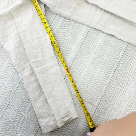 Eileen Fisher 100%  Linen Pants Beige Wide Leg Cropped Casual Size 12 - Picture 12 of 14